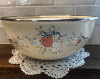 Vintage Marmalade Goose Enamel Mixing Bowl Set, set of 3
