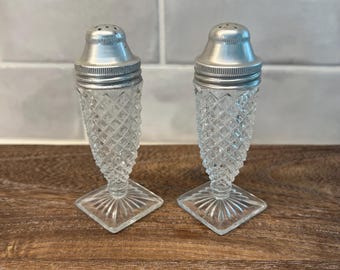 Vintage Anchor Hocking "Miss America" pattern salt and pepper shakers, 1930’s