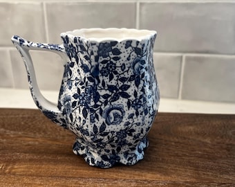 Vintage Blue Chintz Floral Creamer Pitcher