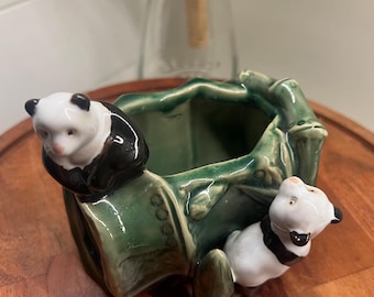 Bamboo Climbing Panda Bear Small Vintage Ceramic Planter - Etsy