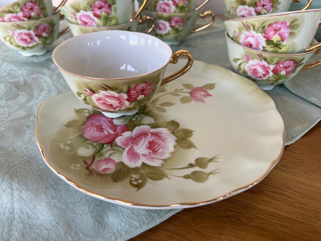 VINTAGE LEFTON Luncheon Plate With Tea Cup Set # 3071, Lefton Heritage ...
