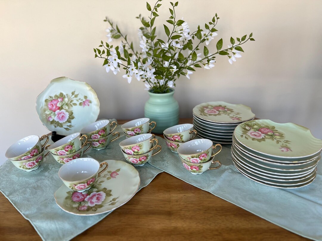 VINTAGE LEFTON Luncheon Plate With Tea Cup Set # 3071, Lefton Heritage ...