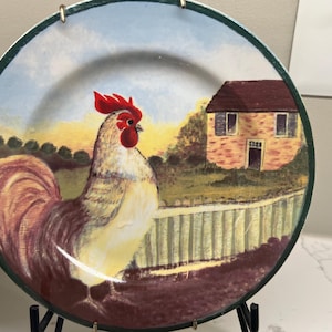 4 Vintage Plates made by Block in the pattern of COUNTRY FARM, made in Indonesia in 1995, 4 Vintage Farm Animal Plates