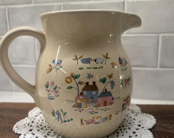 Vintage International Heartland stoneware pitcher, 6” tall