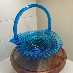 Fenton Blue Basket - Etsy