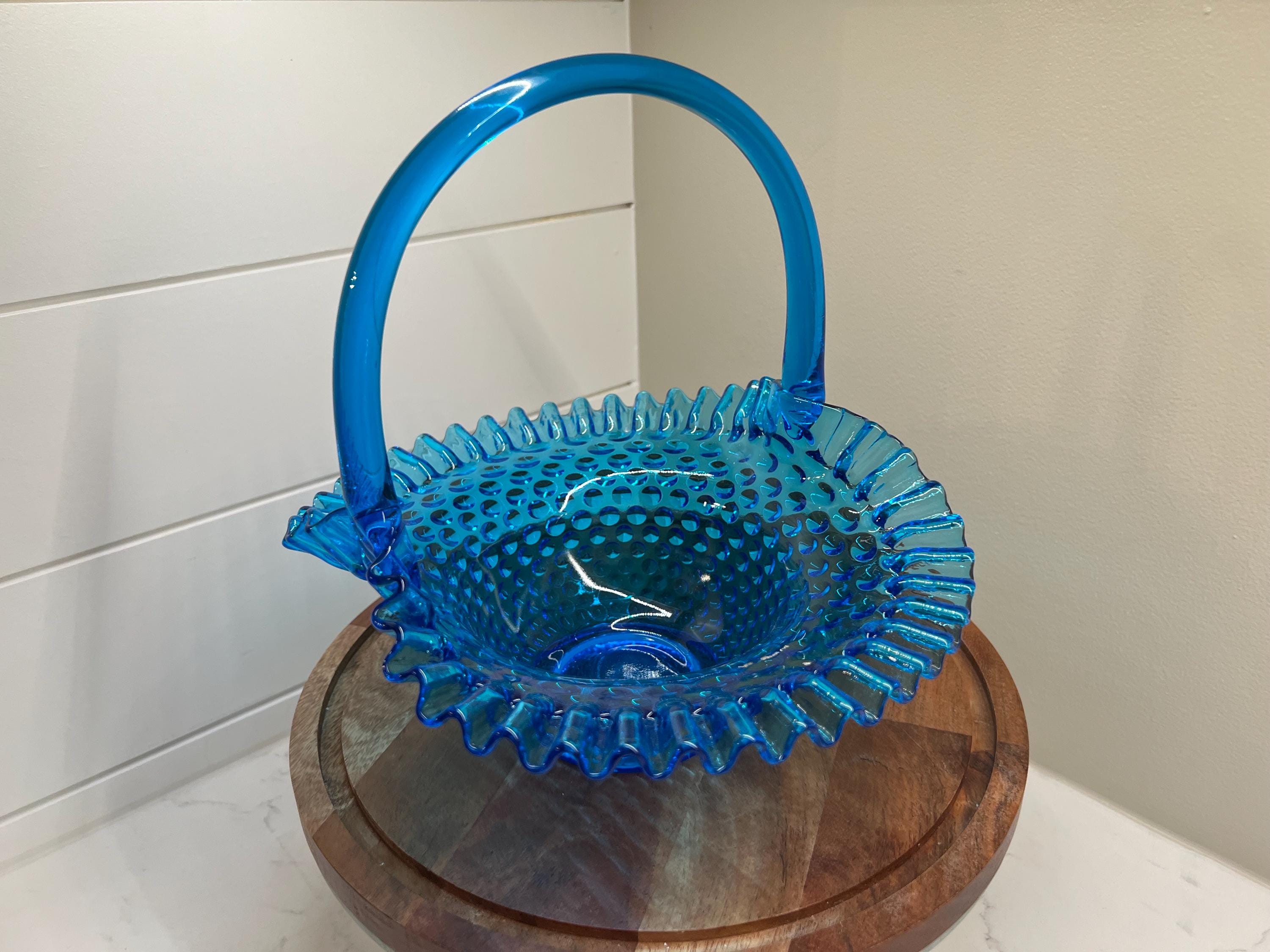 Fenton Blue Basket - Etsy