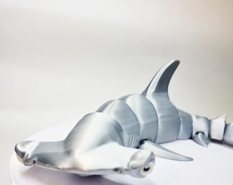 Silver Hammerhead Shark Figurine | 3D Printed | Modern and Unique Design