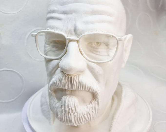 Featured listing image: 3D Printed Walter White Heisenberg Bust Headphone Holder - Classic White