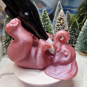 3D Printed Pink Elephant Wine Bottle Holder - Unique & Quirky Home Decor - Gift for Him/Her| Quirky fun