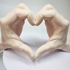 Heart Hands 3D-Printed Sculpture | Unique Hand Gesture Decor for Home or Office, 2 Sizes Valentines Gift
