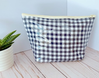 Large Wipeable Vinyl Cosmetic Pouch | Large Water Resistant Zipper Bag |