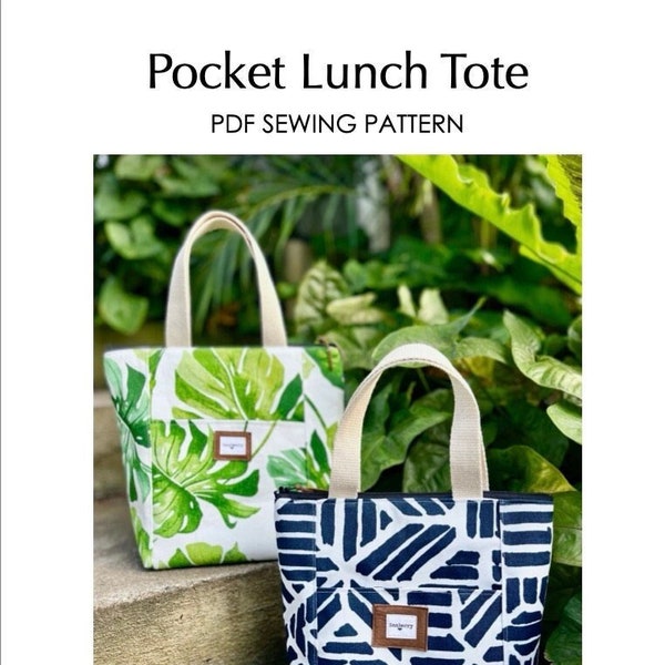 Pocket Lunch Tote // Pocket Lunch Bag // Lunch Bag Pattern - PDF SEWING PATTERN