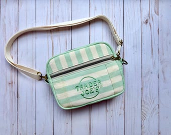 Reworked Trader Joe's Crossbody or Shoulder Bag || Striped Tote Crossbody **Slight Defect - Final Sale