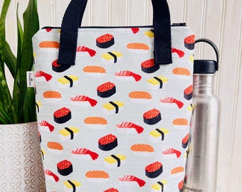 Large Insulated Lunch Tote – Washable Sushi Print
