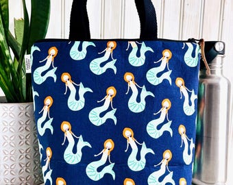Mermaid Insulated Lunch Tote – Washable, Zippered Kids Lunch Bag