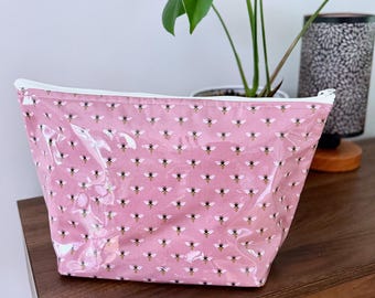 Large Wipeable Vinyl Cosmetic Pouch | Large Water Resistant Zipper Bag |
