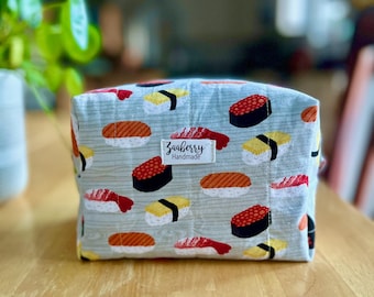 Sushi Print Quilted Travel Pouch || Quilted Toiletry Bag