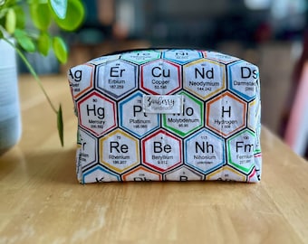 Science Themed Travel Pouch || Quilted Toiletry Bag