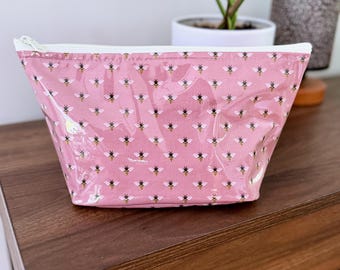 Small Wipeable Vinyl Cosmetic Pouch | Small Water Resistant Zipper Bag |