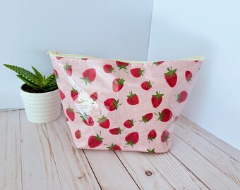 Large Wipeable Vinyl Cosmetic Pouch | Large Water Resistant Zipper Bag |