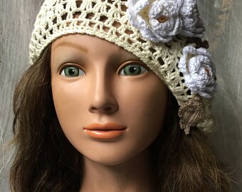 Handmade Crochet Cream Beret euro BoHo coquette ZLYC Women Summer Knit Beret Handmade Crochet Cutout  main image 2