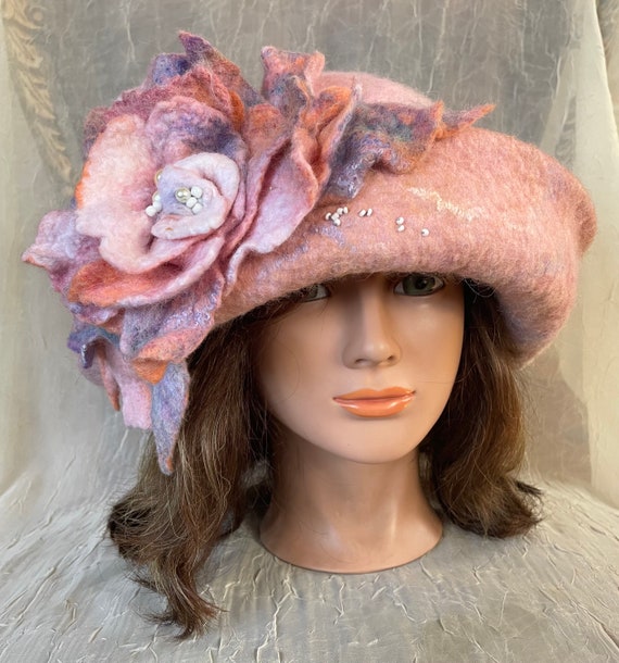 Wet Felted Merino Wool Peach Lilac soft 