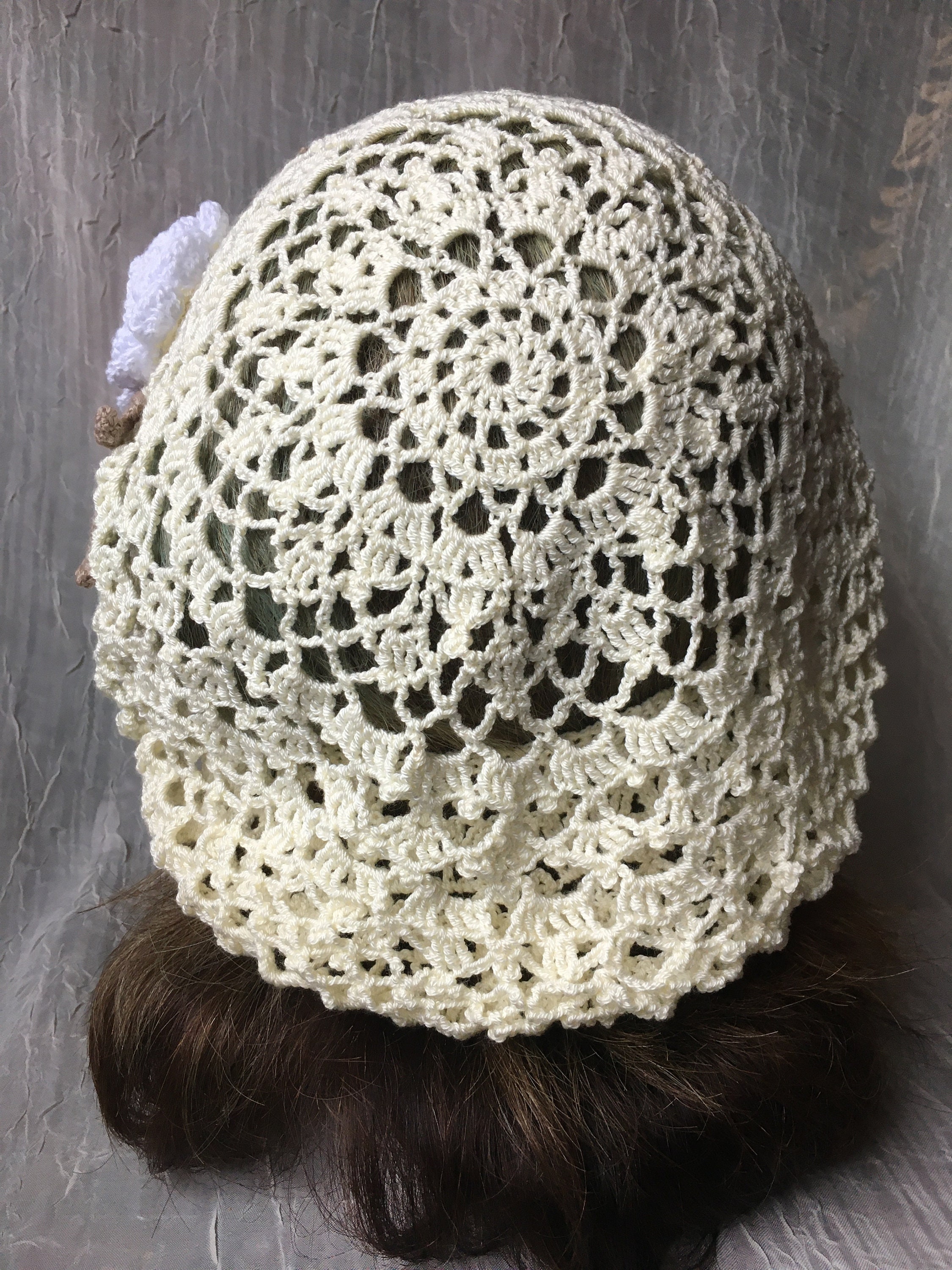 Summer Crochet Beret Hat Beanie Cream Taupe White With 