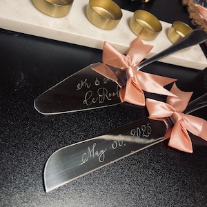 Personalized Wedding Cake Knife and Server Set – Custom Engraved | Gold, Silver, Rose Gold, Black & Rainbow | Wedding Gift, Anniversary