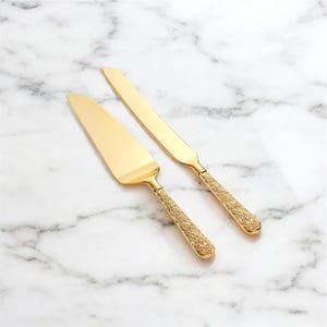 Personalized Wedding Cake Knife and Server Set – Custom Engraved | Gold, Silver | Wedding Gift, Anniversary