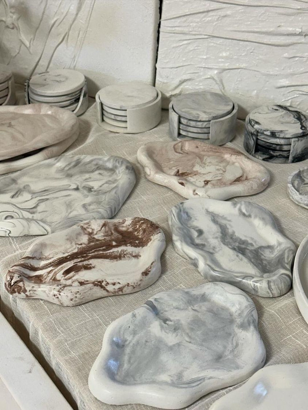 Cloud Irregular Oval Marble Tray Luxurious Marble Coffee Table Tray