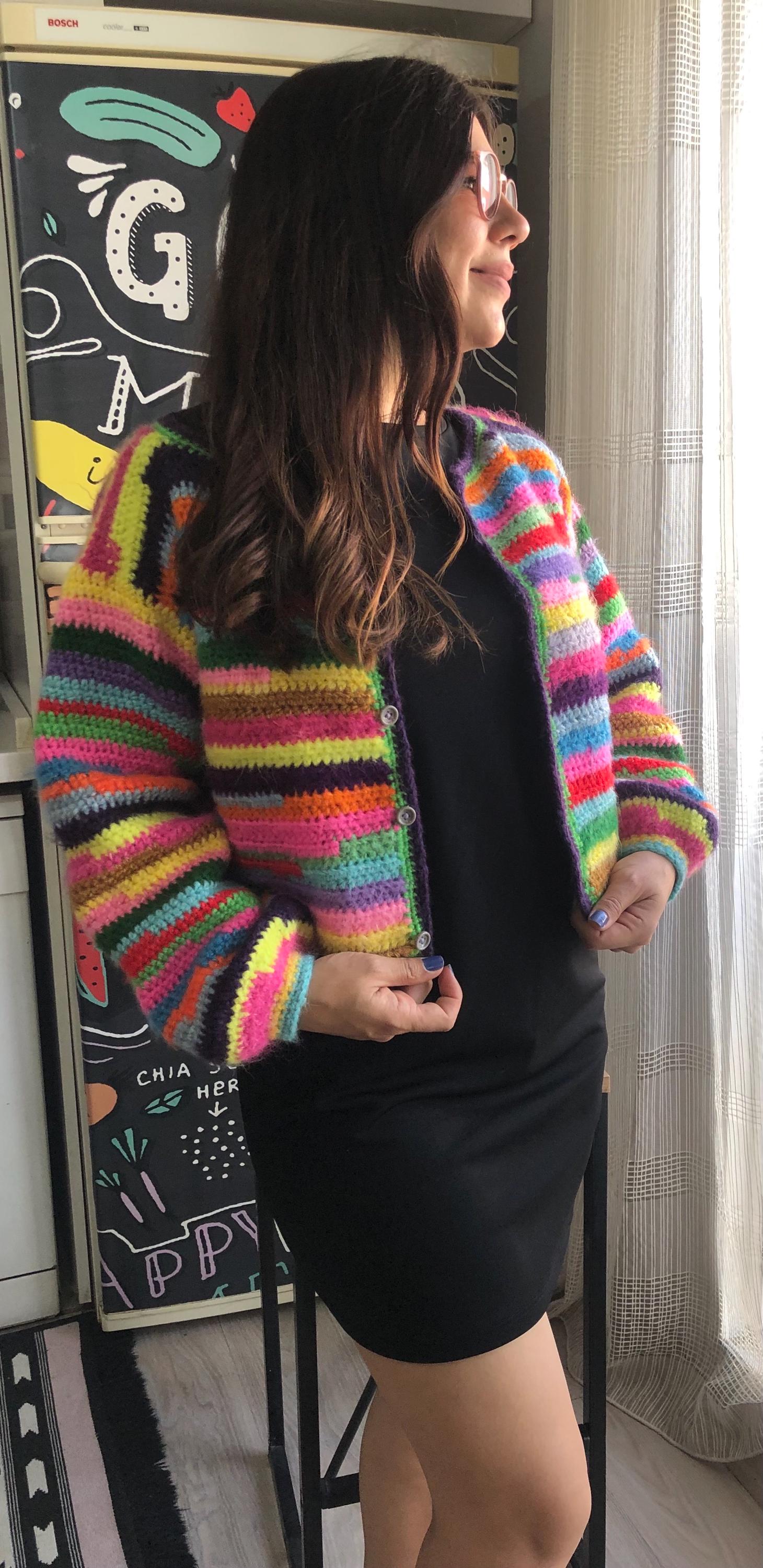 トップス PERVERZE Color Stripe Knit Cardigan Mix PERVERZE Color Stripe Knit Cardigan Mix
