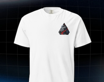 Artemis II Broderad Kortärmad T-shirt – NASA Mission Patch Komfortfärger