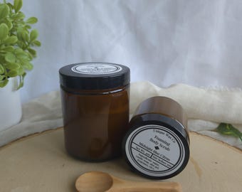 Oatmeal Milk & Honey Body Scrub, 8oz Sugar Scrub, Gentle Exfoliating Whipped Scrub, Dye Free, Oil Free, glass amber jar