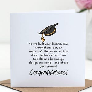 Cartão de formatura para engenheiro, presente de formatura para engenheiro, presente de formatura para estudante, cartão para impressão para ele, presente para ela