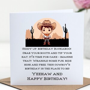 Cowboy Birthday Card Printable, Rodeo Birthday Party, Western Theme, Instant Download, Country Greeting Card, Boy, Kids Birthday