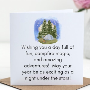 Carte d'anniversaire de camping pour lui, carte de voeux imprimable, carte sur le thème extérieur pour mari, carte parc national pour papa, carte nature pour elle.