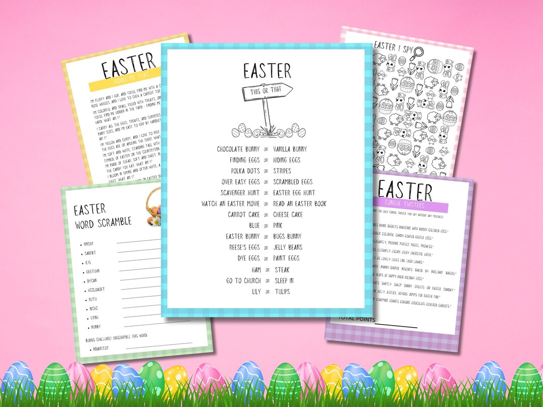 Easter Printable Kids Activity Pack, Elementary and Middle School Games ...