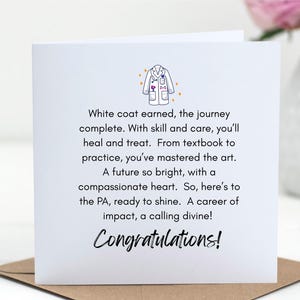 Biglietto d'auguri stampabile per la laurea di assistente medico per studenti di medicina, regalo di laurea per lei, regalo di laurea per lui