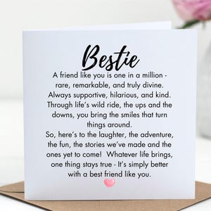 Cartão de aniversário para melhor amiga para imprimir, presente para melhor amiga, cartão com poema, download instantâneo, saudação de aniversário, cartão de feliz aniversário, cartão para melhor amiga