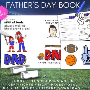 All About Dad Printable, Father's Day Book, Happy Birthday Dad, World's Best Dad, Father's Day Activity Book, Sports Dad, Best Dad Ever