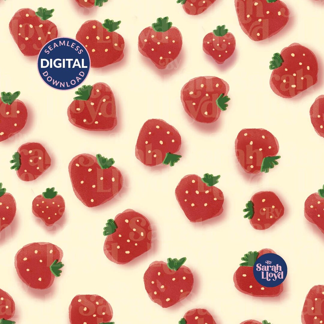 Yellow Strawberry Watercolour Pattern | Seamless Fruit Digital Paper ...
