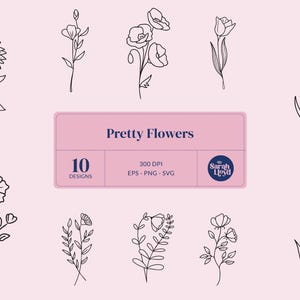 Floral Vector Pack | 10 Hand Drawn Flower Clipart (PNG SVG EPS)