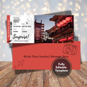 Editable Surprise Boarding Ticket, Boarding Pass Gift, Printable Airline Ticket, Instant Download, DIY Boarding Ticket