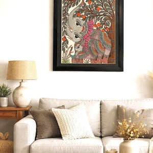 Hand-painted Madhubani Elephant Art- Traditional Indian Folk Painting On Paper| Size- A3 image 4