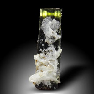 Green Cap Tourmaline 30 ct Twin Crystal with Albite Mineral Specimen from Pakistan Natural Gemstone