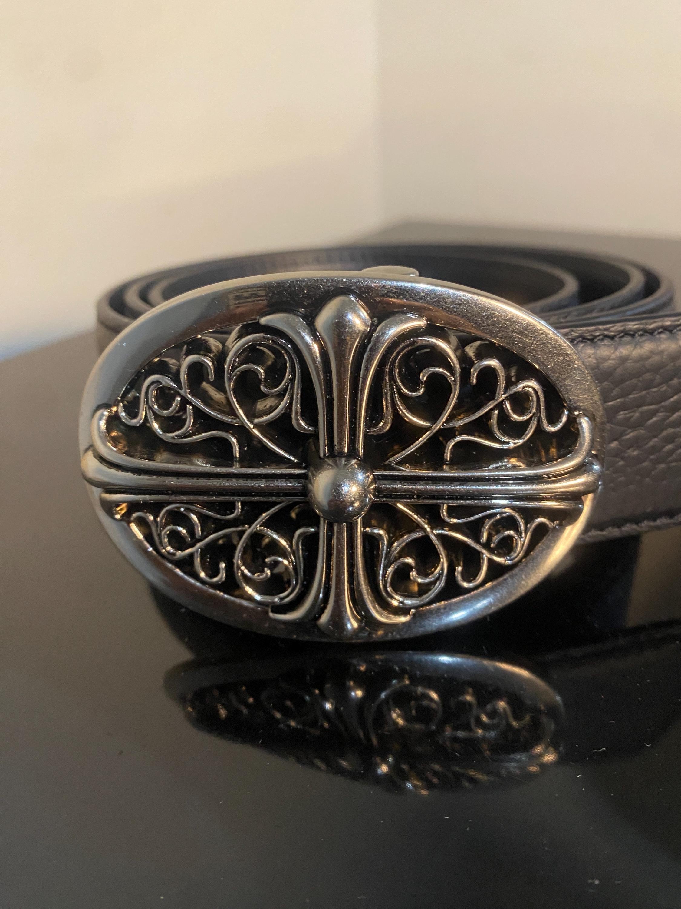 小物 CHROME HEARTS BELT LOOP Chrome Hearts Belt Loop Leather 21.7g Black × Silver Cross