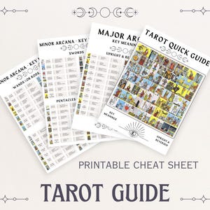Significado de las cartas del tarot - Guía para la lectura de las cartas del tarot - PDF imprimible - Hoja de referencia para ayudarle con el significado del tarot