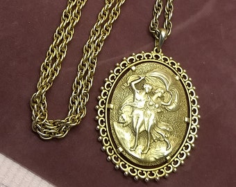 Mythology Lovers Dance in the WInd Large Pendant Necklace and Chain #C168