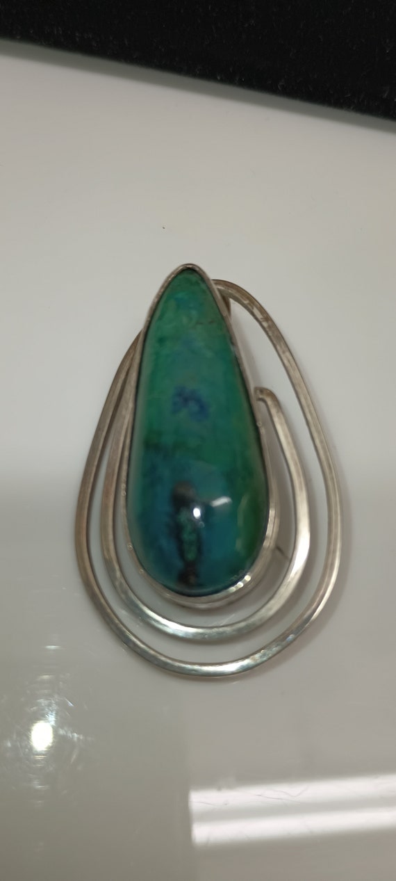 Eliat Stone? Sterling Silver Pendant Brooch Pin T… - image 1