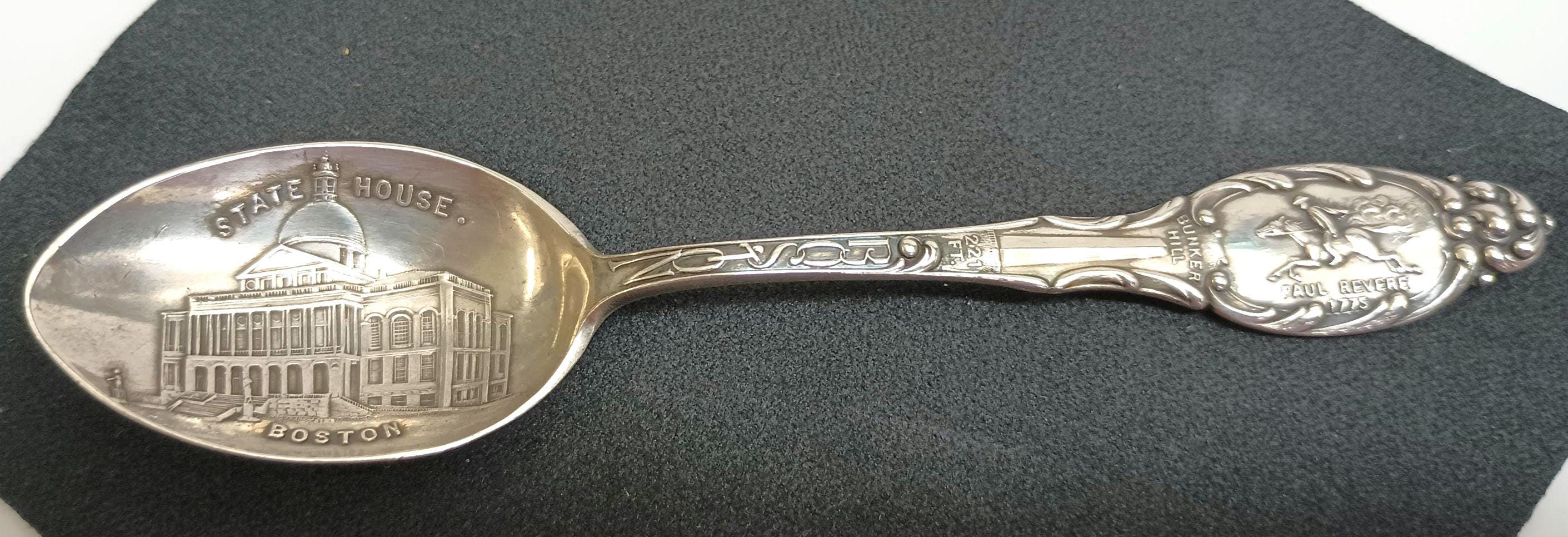 Alvin Sterling Silver Boston State House Souvenir Spoon, The Hub, Beans, #J659